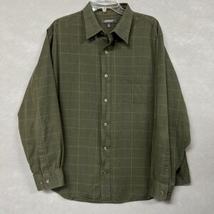 Croft & Barrow Button Up Shirt Men's XL Wrinkle Resistant Green Plaid Preppy